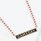 18K Gold Dipped Enamel Game Day Pendant Glass Beaded Chain Necklace