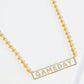 18K Gold Dipped Enamel Game Day Pendant Glass Beaded Chain Necklace