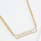 18K Gold Dipped Enamel Game Day Pendant Glass Beaded Chain Necklace