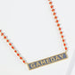 18K Gold Dipped Enamel Game Day Pendant Glass Beaded Chain Necklace