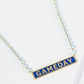 18K Gold Dipped Enamel Game Day Pendant Glass Beaded Chain Necklace