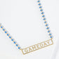 18K Gold Dipped Enamel Game Day Pendant Glass Beaded Chain Necklace