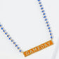18K Gold Dipped Enamel Game Day Pendant Glass Beaded Chain Necklace
