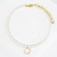 18K Gold Dipped Enamel Smiley Face Charm Pearl Chain Anklet