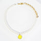 18K Gold Dipped Enamel Smiley Face Charm Pearl Chain Anklet