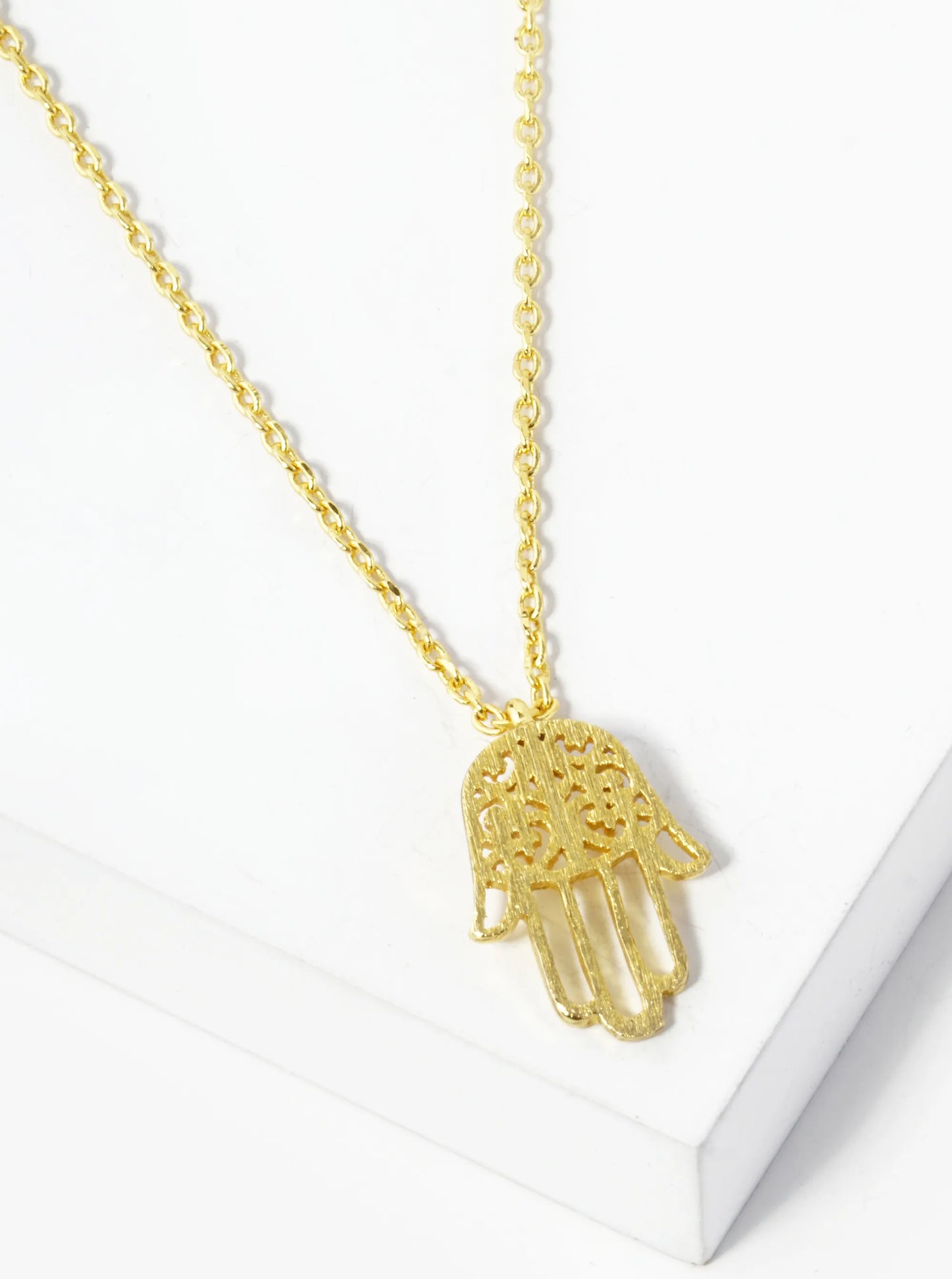 18K Gold Dipped Filigree Hamsa Pendant Necklace