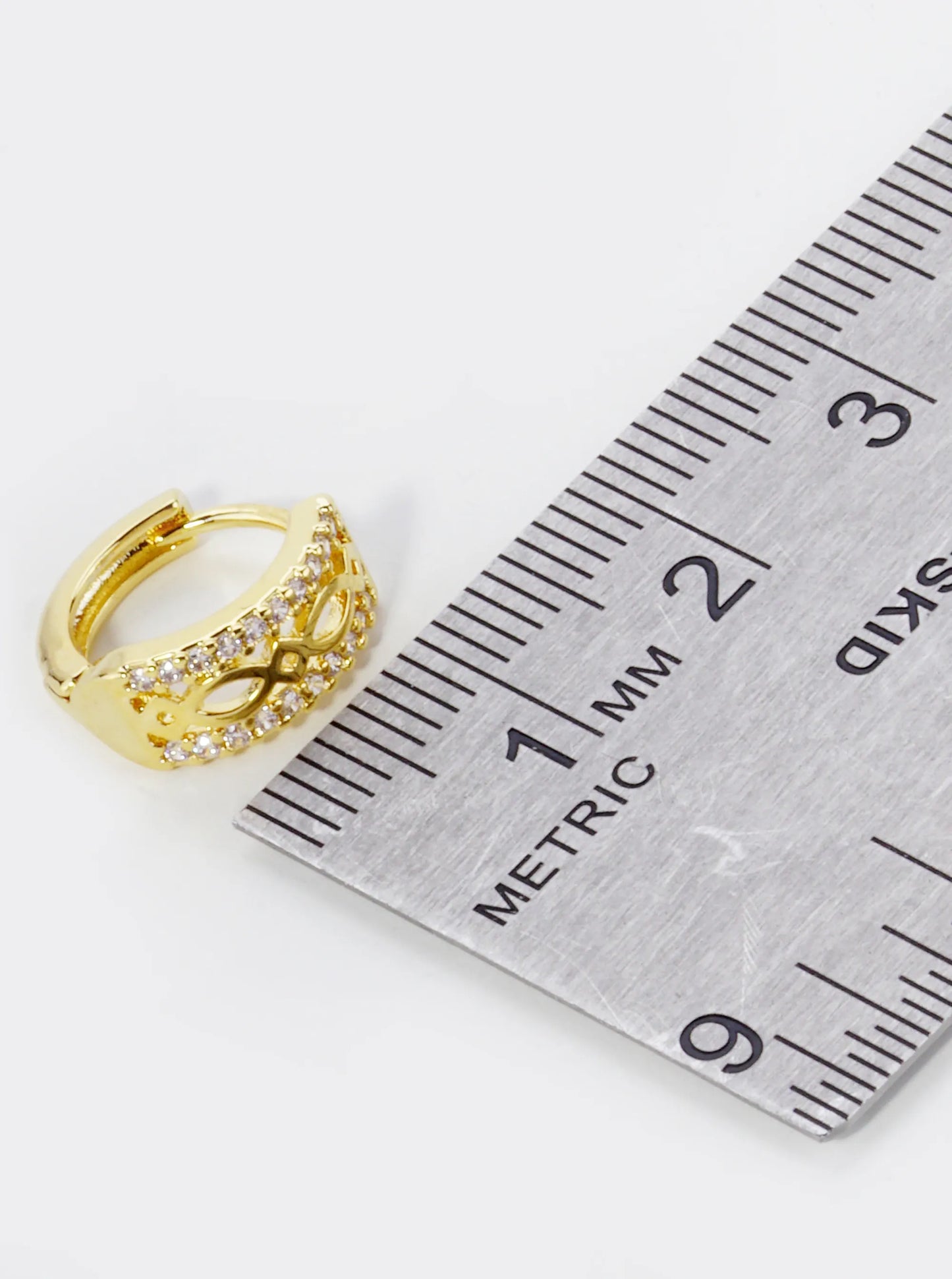 18K Gold Dipped Filigree Micro Pave Set Cubic Zirconia 12mm Huggie Hoop Earrings