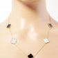 18K Gold Dipped Five 17mm Semi-Precious Quatrefoil Pendant 22 Inch Station Necklace