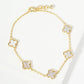 18K Gold Dipped Five 9mm Quatrefoil Station Bracelet