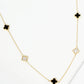 18K Gold Dipped Five 9mm Quatrefoil Station Necklace