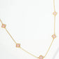 18K Gold Dipped Five 9mm Quatrefoil Station Necklace