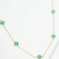 18K Gold Dipped Five 9mm Quatrefoil Station Necklace