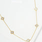 18K Gold Dipped Five 9mm Quatrefoil Station Necklace