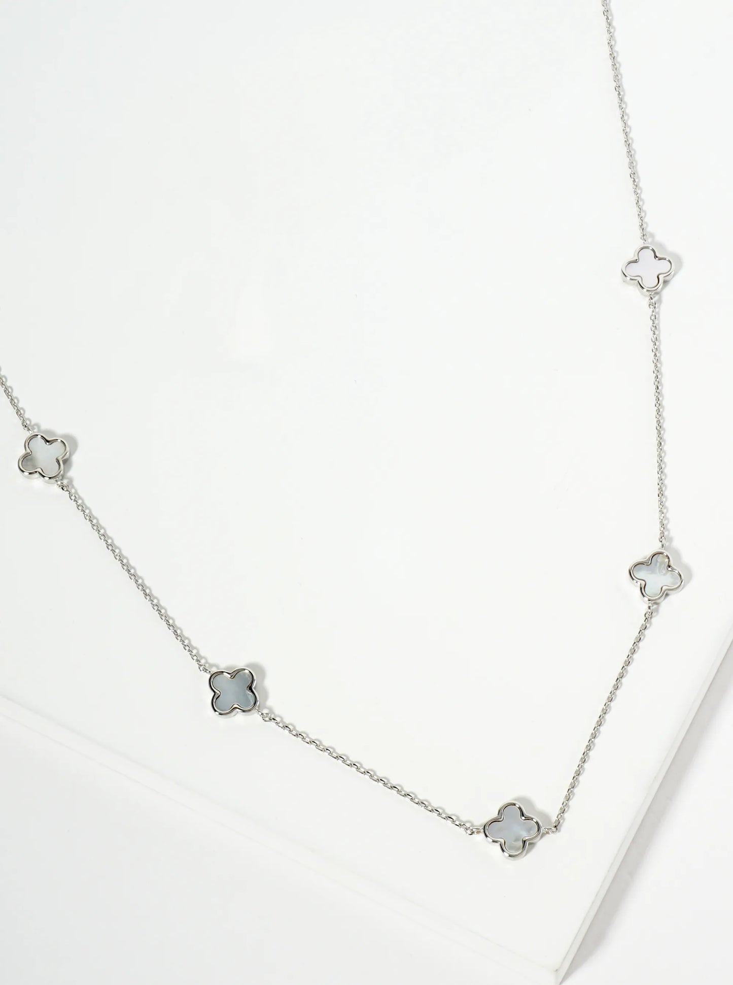 18K Gold Dipped Five 9mm Quatrefoil Station Necklace