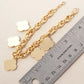 18K Gold Dipped Five Brass Quatrefoil Charms Chain Bracelet