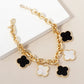 18K Gold Dipped Five Quatrefoil Charms Link Chain Bracelet