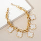 18K Gold Dipped Five Quatrefoil Charms Link Chain Bracelet