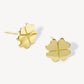 18K Gold Dipped Flat Brass 4-Leaf Clover Stud Earrings