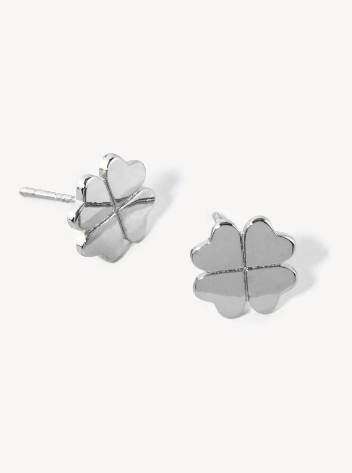 18K Gold Dipped Flat Brass 4-Leaf Clover Stud Earrings