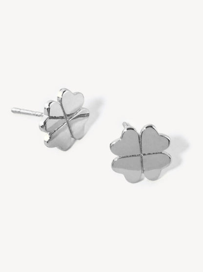 18K Gold Dipped Flat Brass 4-Leaf Clover Stud Earrings