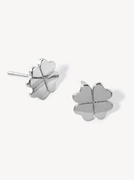 18K Gold Dipped Flat Brass 4-Leaf Clover Stud Earrings