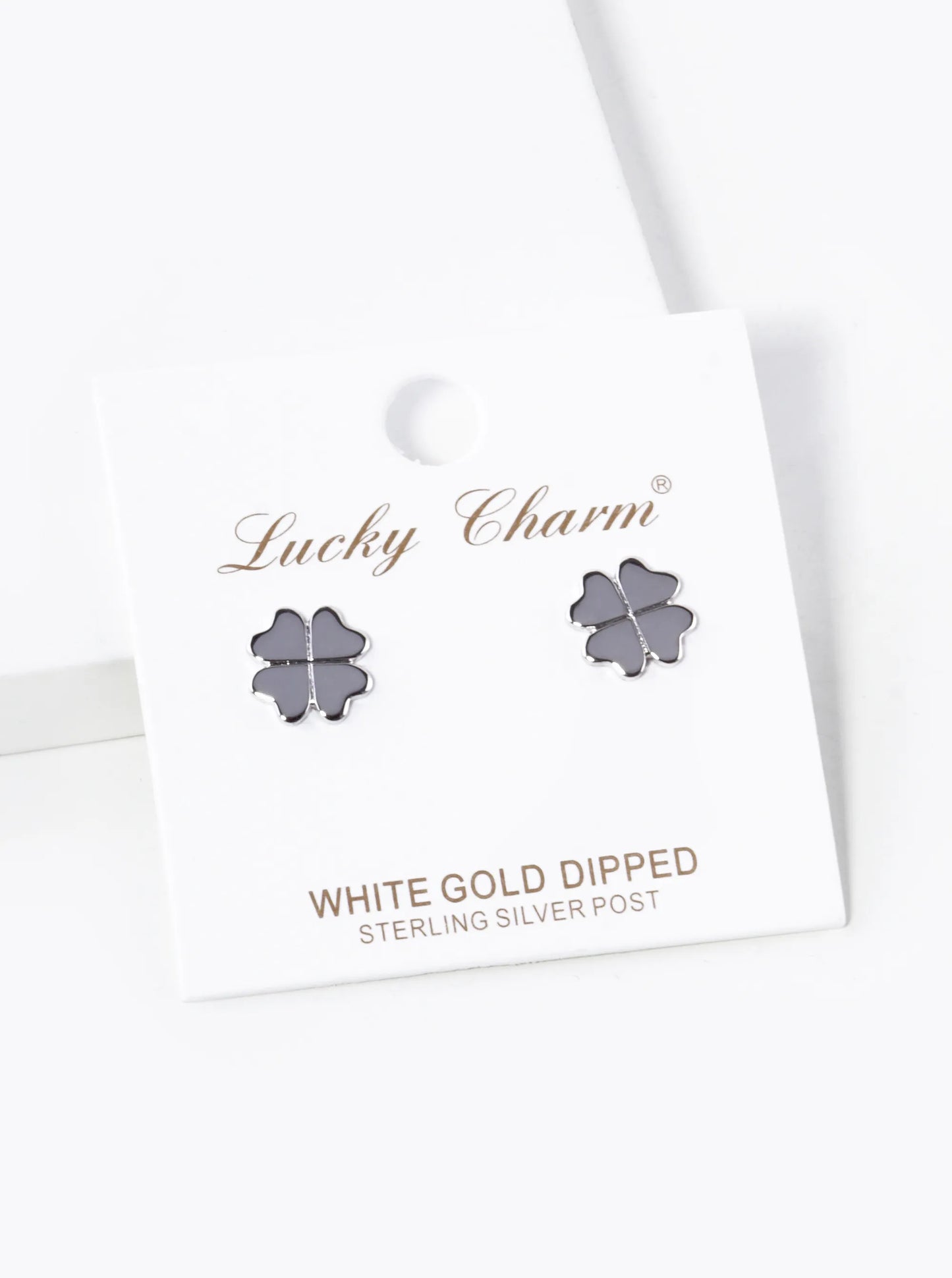 18K Gold Dipped Flat Brass 4-Leaf Clover Stud Earrings