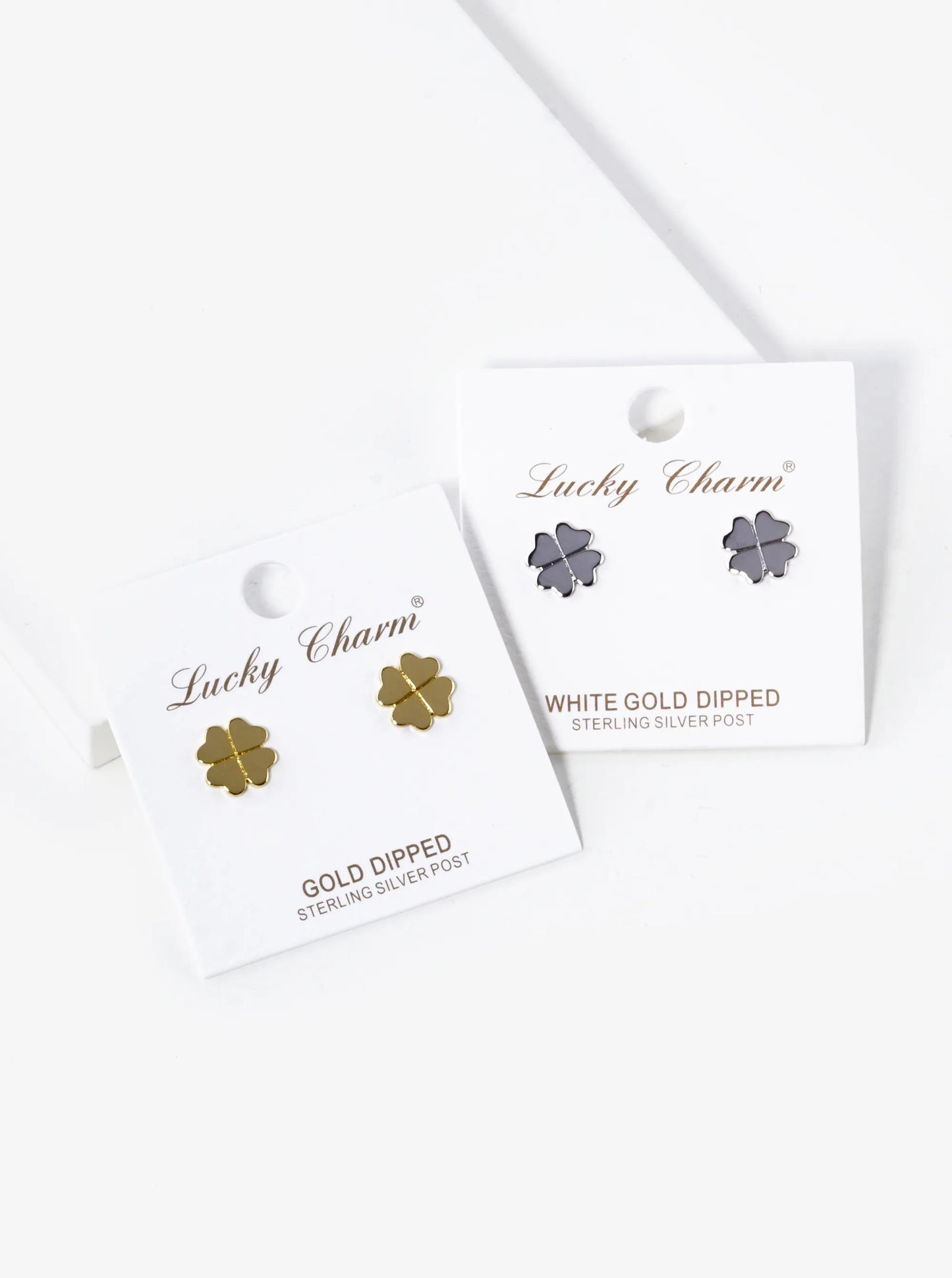 18K Gold Dipped Flat Brass 4-Leaf Clover Stud Earrings