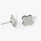 18K Gold Dipped Flat Brass Four Leaf Clover Stud Earrings
