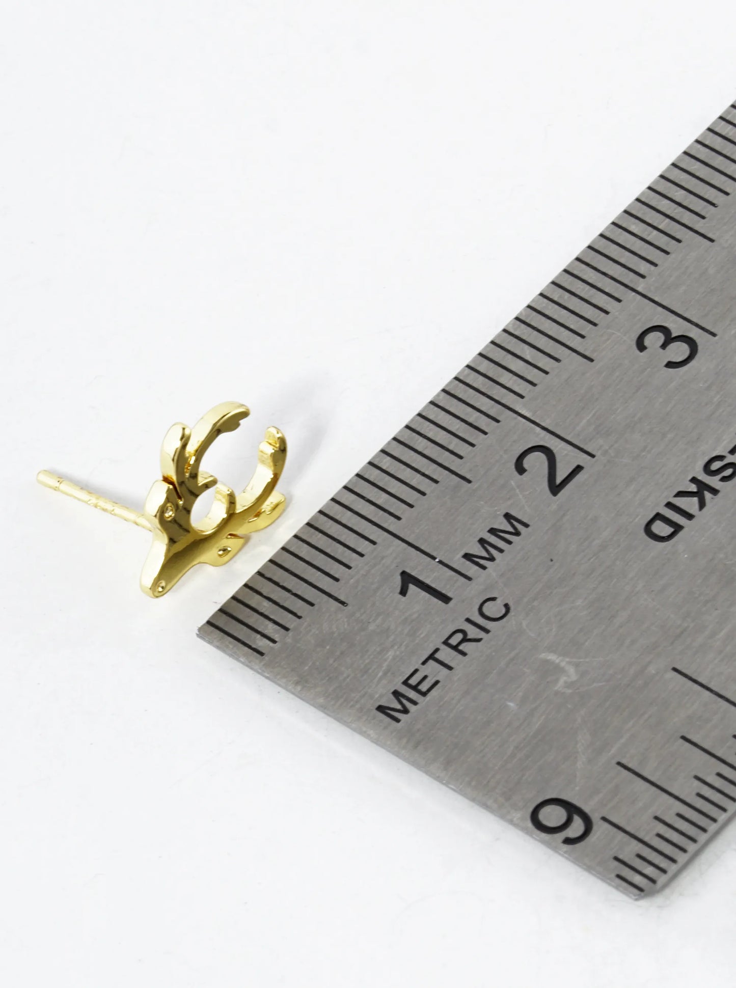 18K Gold Dipped Flat Deer Head Stud Earrings