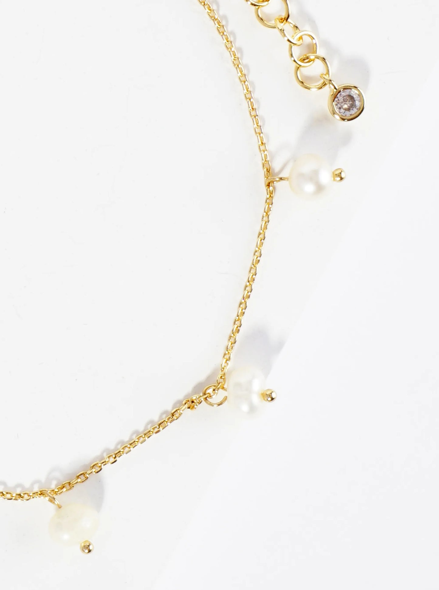 18K Gold Dipped Freshwater Pearl Charms Brass Chain Anklet