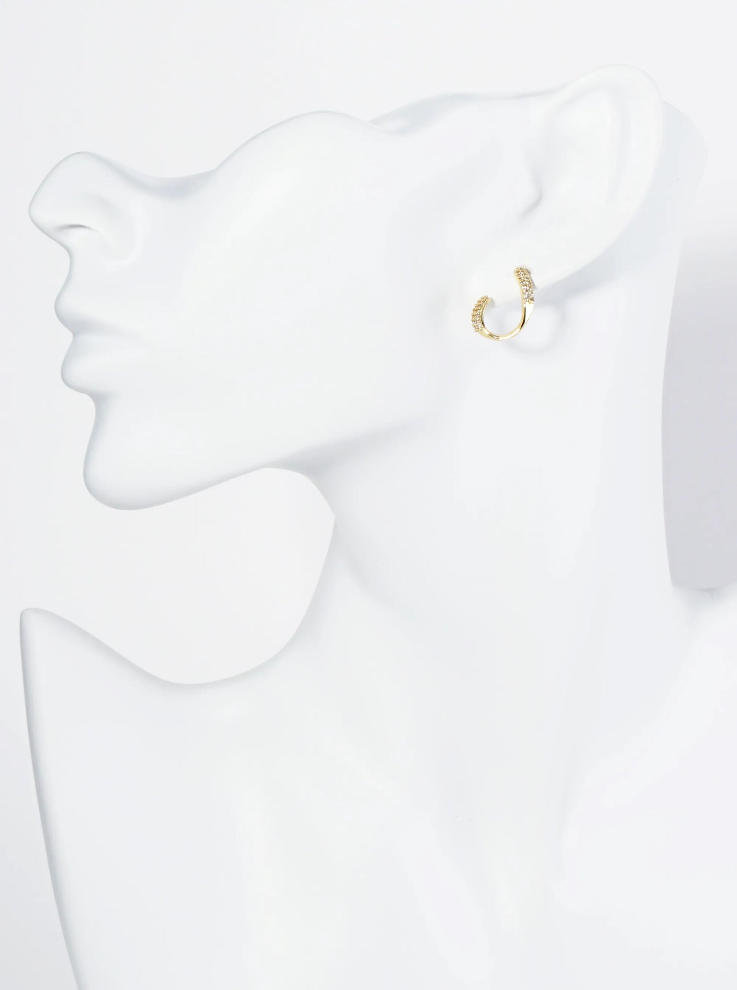 18K Gold Dipped Front Facing 16mm Cubic Zirconia Small Hoop Earrings