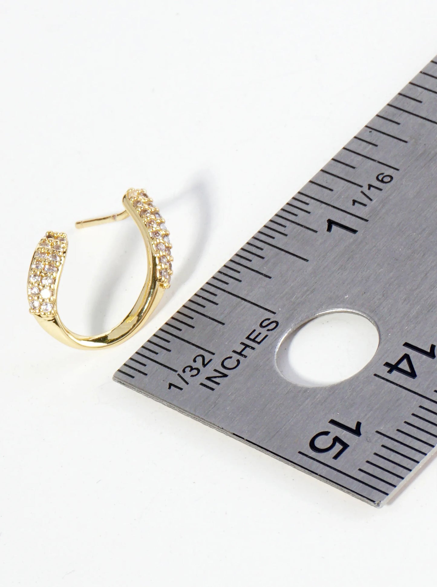 18K Gold Dipped Front Facing 16mm Cubic Zirconia Small Hoop Earrings