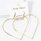 18K Gold Dipped Giant Wire Heart Drop Lightweight Earrings