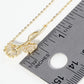 18K Gold Dipped Ginkgo Leaf Pendant Cubic Zirconia Necklace