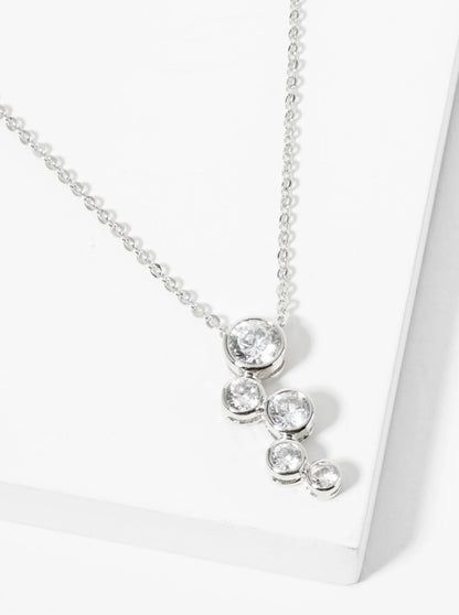 18K Gold Dipped Graduated Five CZ Stones Pendant Necklace