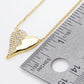 18K Gold Dipped Half Cubic Zirconia Pave Heart Pendant Necklace