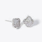 18K Gold Dipped Half Pearl Beads Half Micro Pave Set Cubic Zirconia 8mm Quatrefoil 925 Sterling Silver Post Stud Earrings