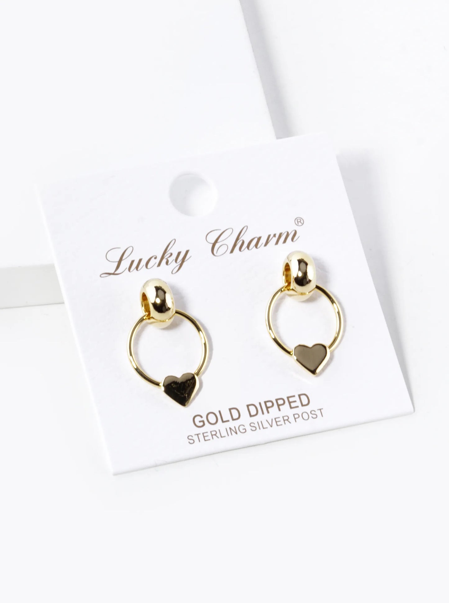 18K Gold Dipped Heart Drop Door Knocker Post Earrings