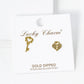 18K Gold Dipped Heart Lock And Key Asymmetric Brass Stud Earrings