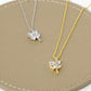 18K Gold Dipped Heart Shape CZ Stone Four-Leaf Clover Pendant Necklace