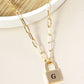 18K Gold Dipped Initial Lock Pendant Link Chain Necklace