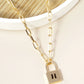 18K Gold Dipped Initial Lock Pendant Link Chain Necklace