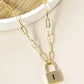 18K Gold Dipped Initial Lock Pendant Link Chain Necklace