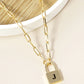 18K Gold Dipped Initial Lock Pendant Link Chain Necklace