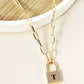 18K Gold Dipped Initial Lock Pendant Link Chain Necklace