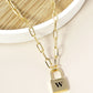 18K Gold Dipped Initial Lock Pendant Link Chain Necklace
