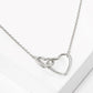 18K Gold Dipped Interlocking Two Wire Heart Pendant Necklace