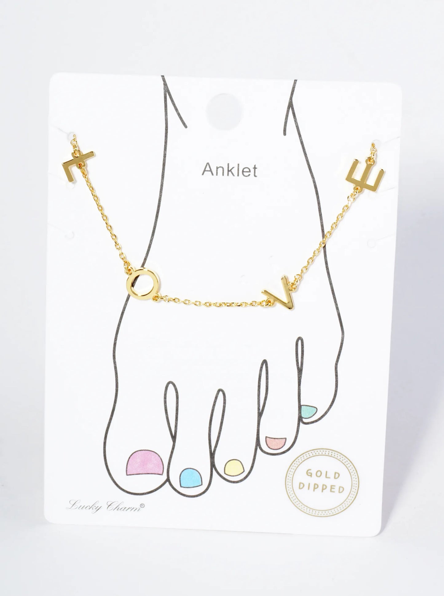 18K Gold Dipped LOVE Brass Chain Anklet