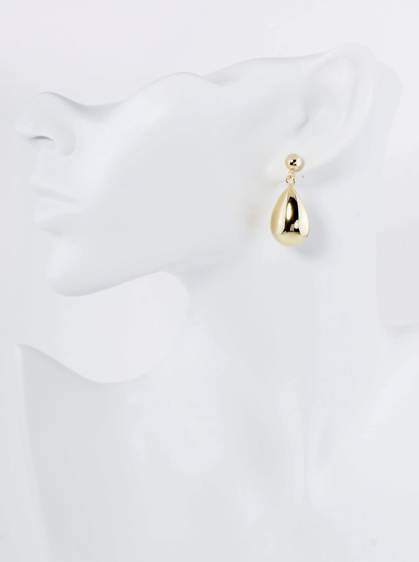 18K Gold Dipped Large Puffy Teardrop Drop Dangle Post Earrings