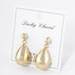 18K Gold Dipped Large Puffy Teardrop Drop Dangle Post Earrings